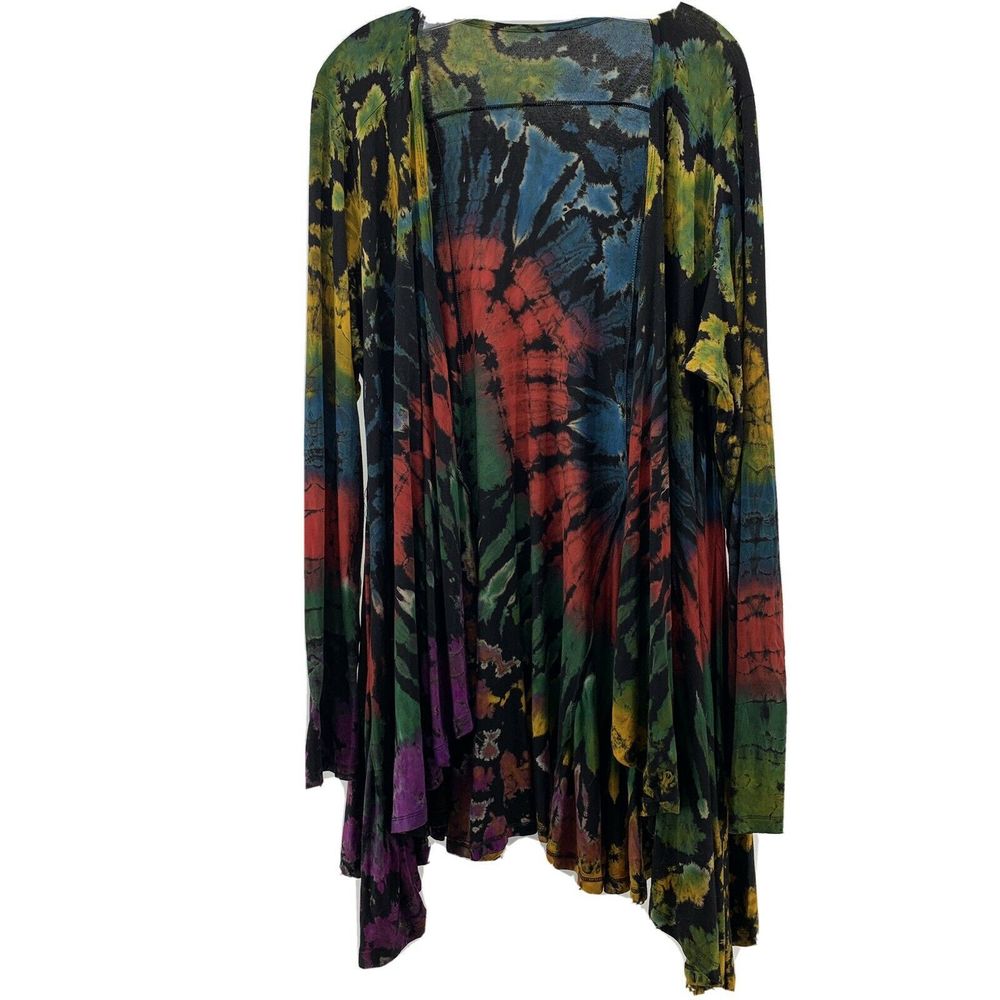 Tie Dye Waterfall Cardigan Boho Chic Womens XL